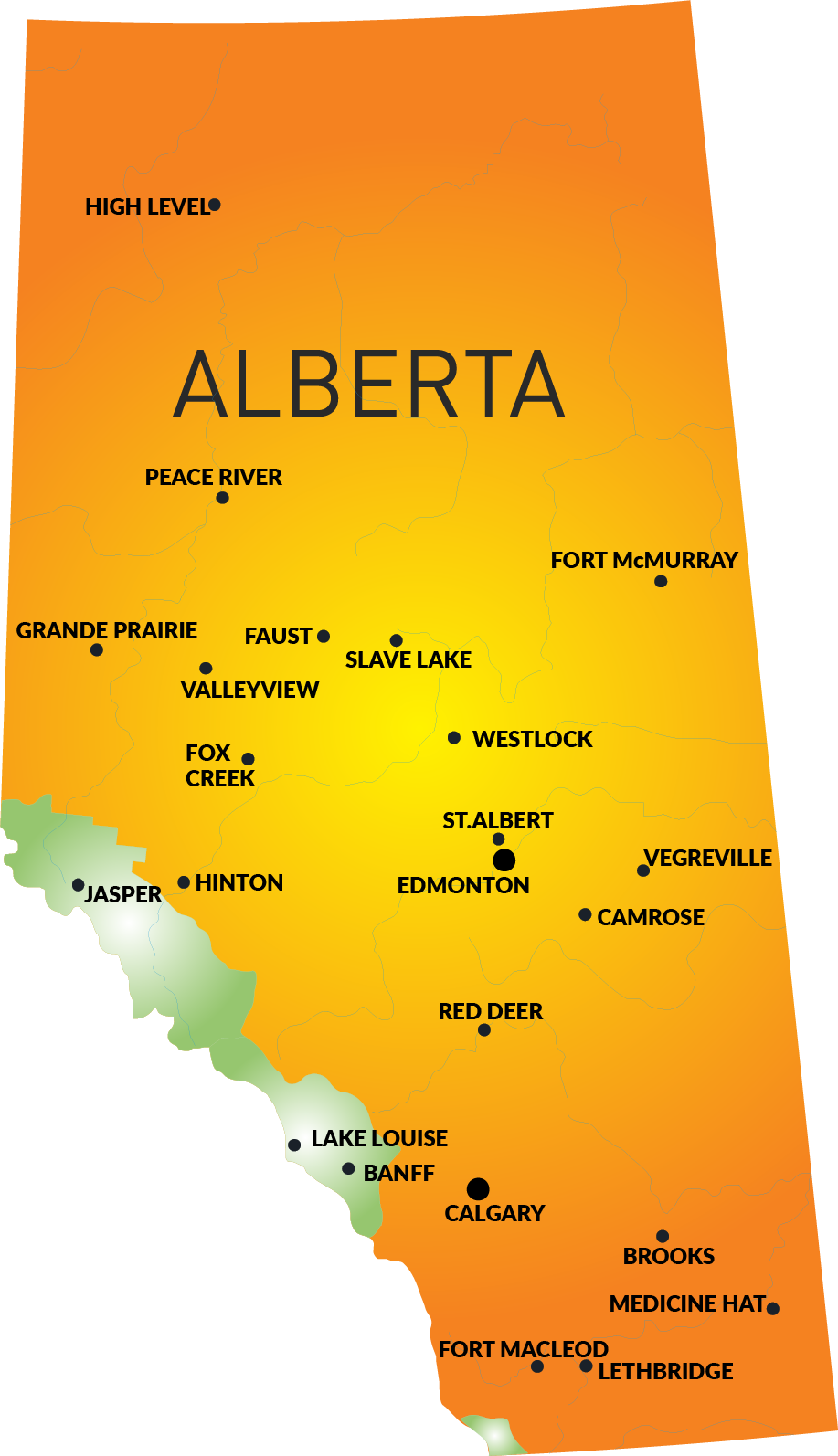 Alberta Surveyor service area map